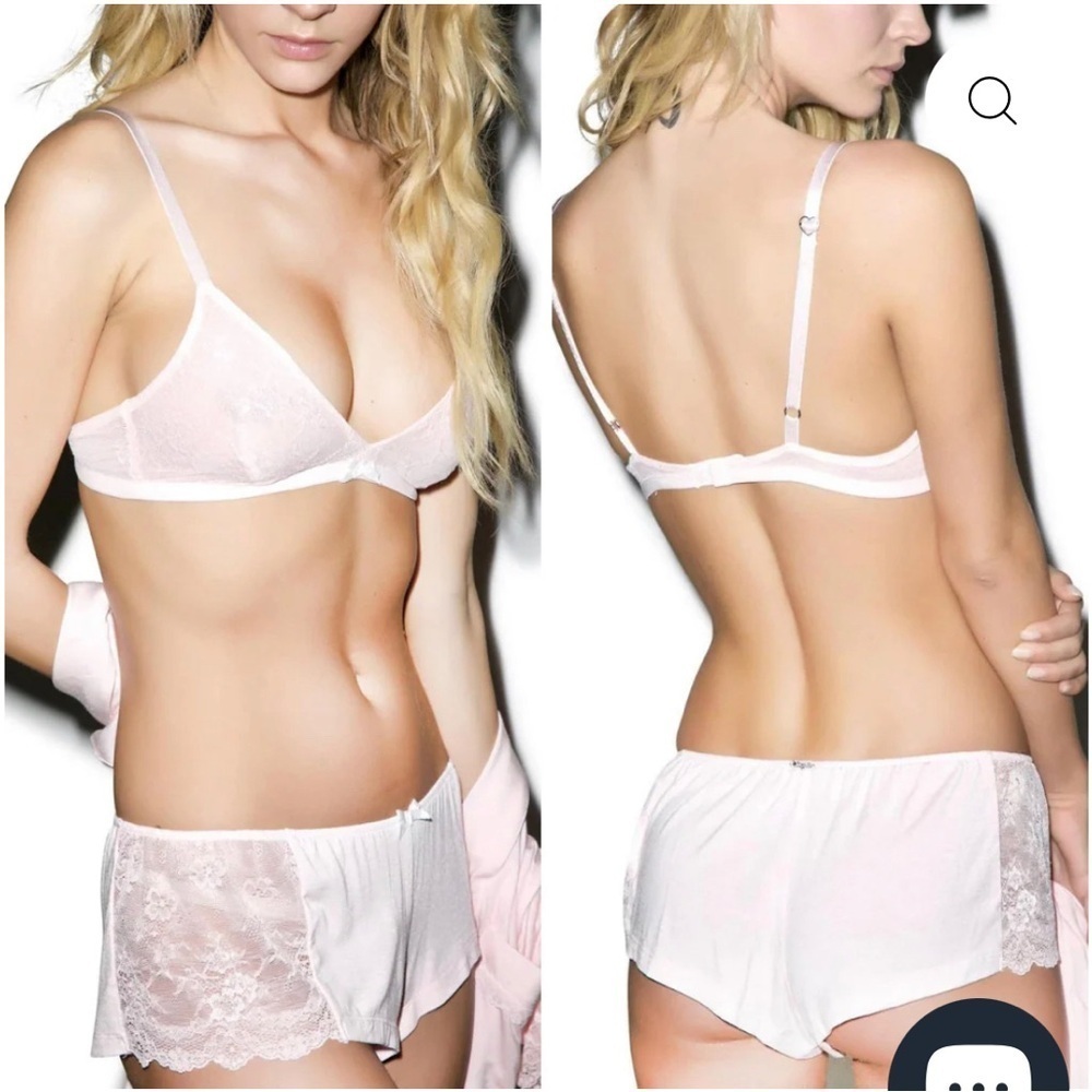 Wildfox Soft Pink Lace Bra and Shorts Set